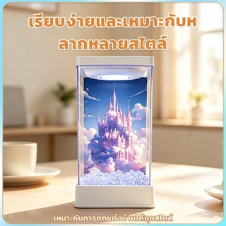 ตู้ปลาขนาดเล็กที่มีไ ตู้ปลาโต๊ะทำงาน ตู้ปลา ตู้ปลาพลาสติกใส สำหรับปลากัด ใหม่ ปลากัดถัง มีไฟ LED