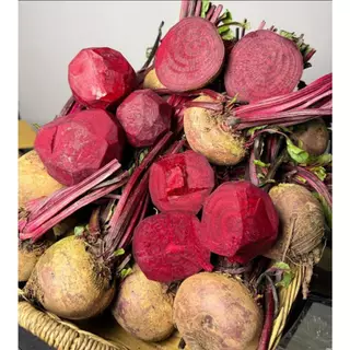 【 1กิโล 】บีทรูทออแกนิค แบบไม่มีก้าน Beetroot คัดเกรด 2-3หัว/โล (ชั่งรวมกล่อง)