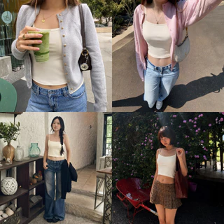 เสื้อสายเดี่ยว เสื้อกล้าม เสื้อครอปผู้หญิง เอวลอย สายเดี่ยวตัวสั้น ผ้าไม่ร้อน ผ้านิ่มไม่ระคายเคืองผิว ส่งไทย