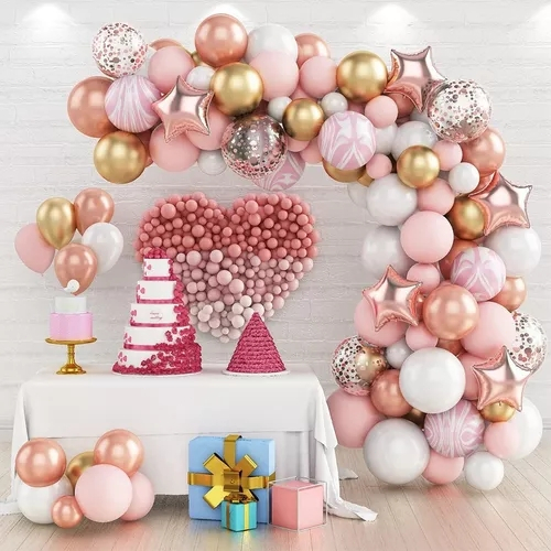 ชุดลูกโป่งชมพูโรสโกลด์ 82Pcs Balloon Garland มีลูกโป่งคอนเฟตต์ อุปกรณ์ตกแต่งปาร์ตี้วันเกิดเด็กผู้หญิง