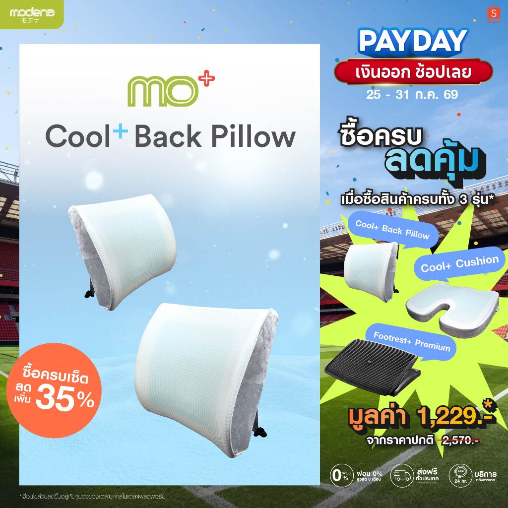 Cool+ Back Pillow เบาะรองหลังพร้อมเจลเย็นเพื่อสุขภาพ