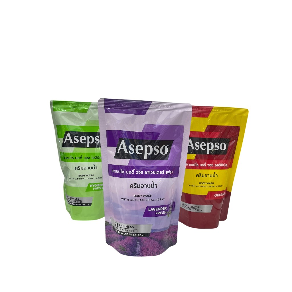 Asepso ครีมอาบน้ำอาเซปโซ 400มล. ชนิดถุงเติม ถุงเดี่ยว