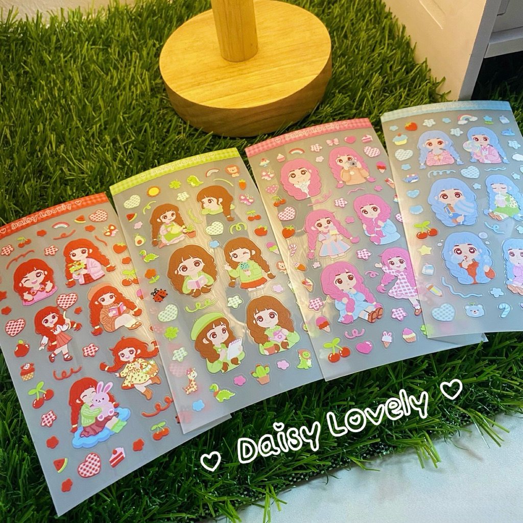 Daisy Lovely | Tiny Sticker ลอกออกไม่ทิ้งคราบ สติ๊กเกอร์จิ๋ว ไดคัท ติดกล้องไอโฟน เคส planner diary Mini Sticker Emoji
