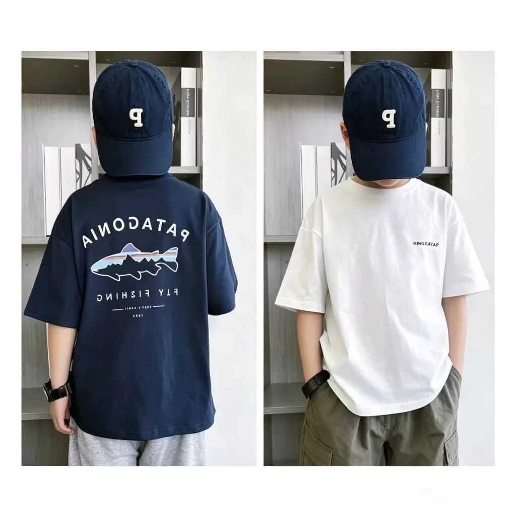 【ส่งจากไทย】เสื้อยืดสำหรับเด็ก ชุดเด็ก เสื้อยืด ฤดูร้อน หล่อจัง ผ้าฝ้าย ด้านบน นคอกลมใส่ได้เด็ก