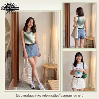 (พร้อมส่ง)denim skirt กระโปรงกางเกงยีนส์ มีซับใน