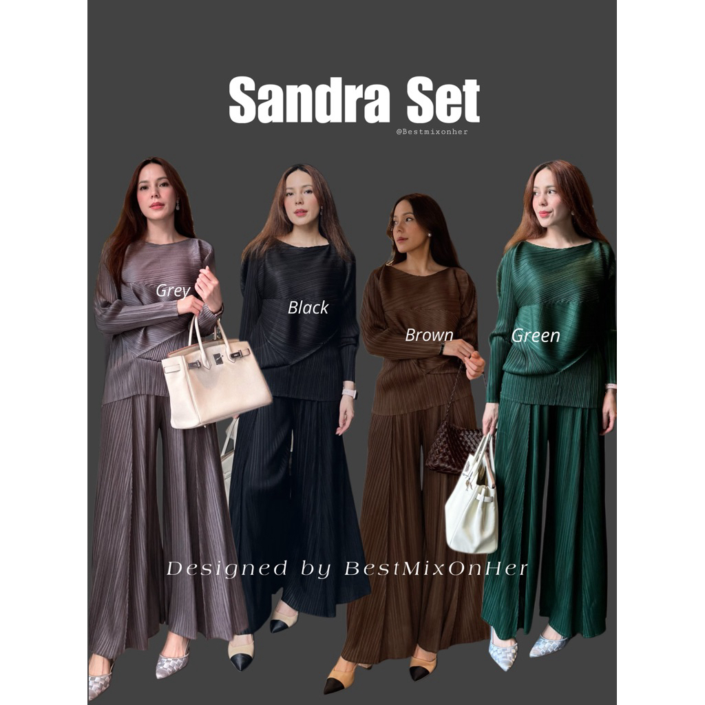 Sandra set | Code 250055 (Pleated Top & Wide-Leg Pants Set