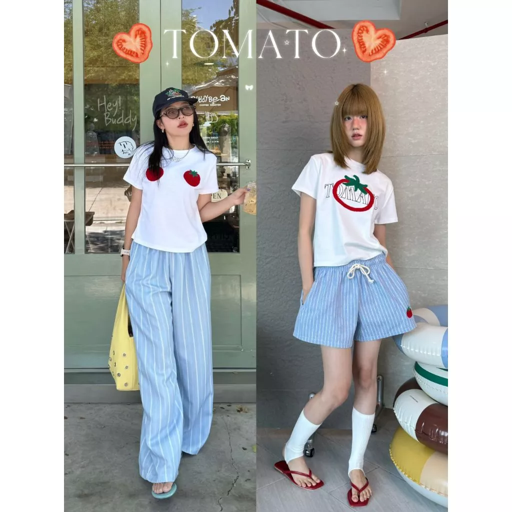 TOMATO BABYTEE - เสื้อครอปงานปักปุยๆ (ส่งด่วน)