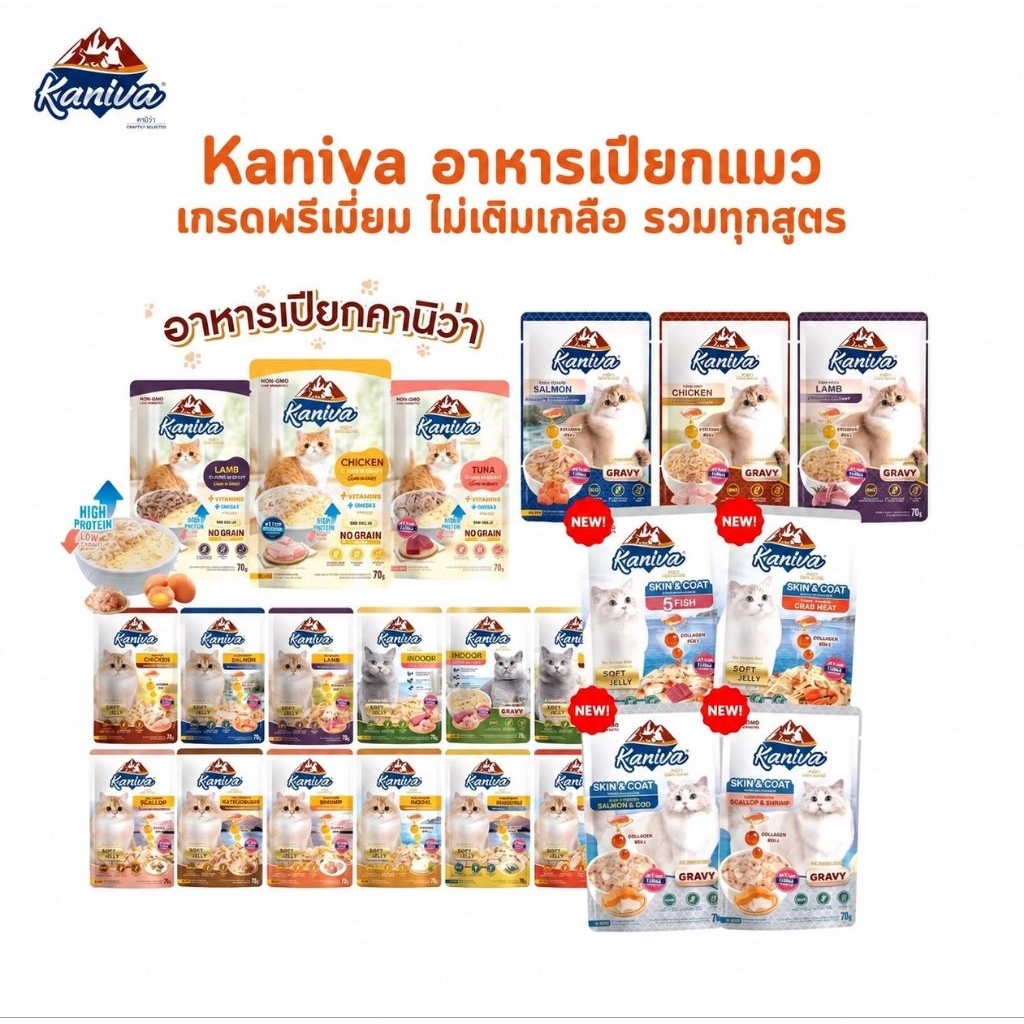 Kaniva อาหารเปียกแมว เปียกแมว คานิว่าเพาซ์ ผสม Vitamins Ball ขนาด 70 กรัม
