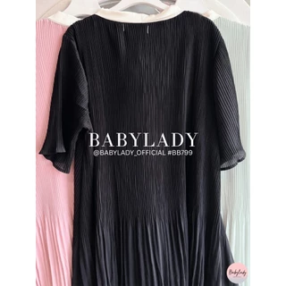 [BB 799] ชุดคลุมท้อง | BABYLADY ♡ - เดรสชีฟองอัดพลีท โบว์อกประดับเพชร ใส่ทำงานได้