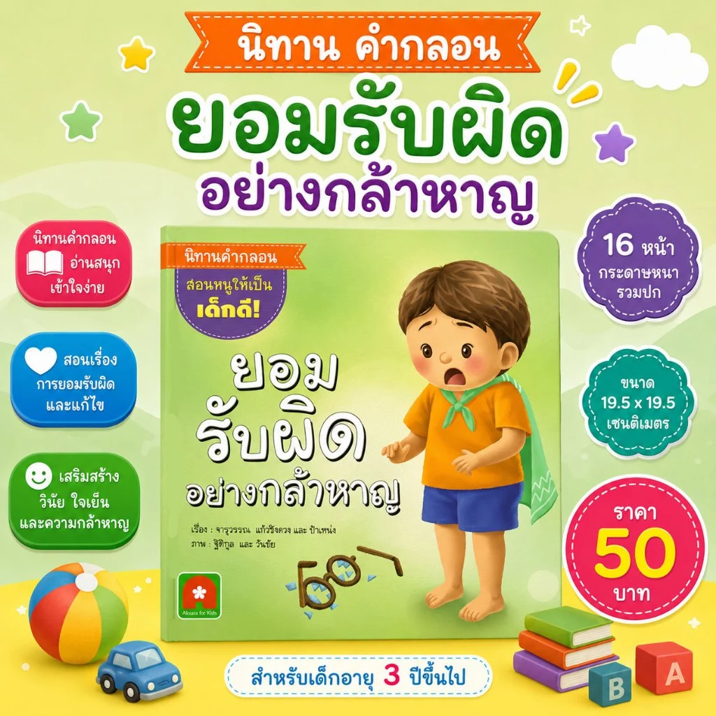 Aksara for kids หนังสือเด็ก นิทาน คำกลอน กะทิ ยอมรับผิดอย่างกล้าหาญ