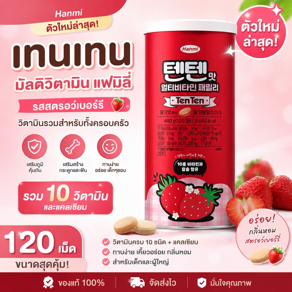 สูตรใหม่⚡️TENTEN VITAMIN [120 เม็ด] วิตามินรวมตัวดัง จากเกาหลี🇰🇷