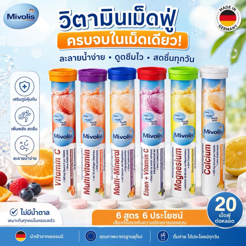 Mivolis Vitamin เม็ดฟู่ จากเยอรมนี 20 เม็ด
