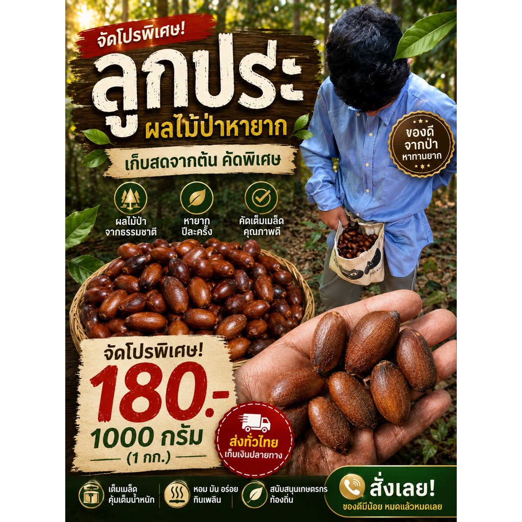 ลูกกะลูกประผลไม้หายาก1000กรัมแบบดิบแบบคัดลูกฝ่อออกแล้วและแถมเพิ่ม50กรัมต่อ1000กรัม