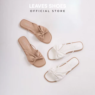 LEAVESSHOES รุ่น Bow รองเท้าแตะแบบสวม แต่งโบว์น่ารัก หน้าเท้ากว้าง/เท้าอวบ แนะนำบวกเพิ่ม 1 ไซส์