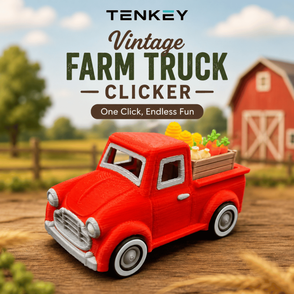 TENKEY Vintage Farm Truck Clicker | รถกระบะฟาร์มคลิกเกอร์ ของเล่นคลายเครียด 3D Printed