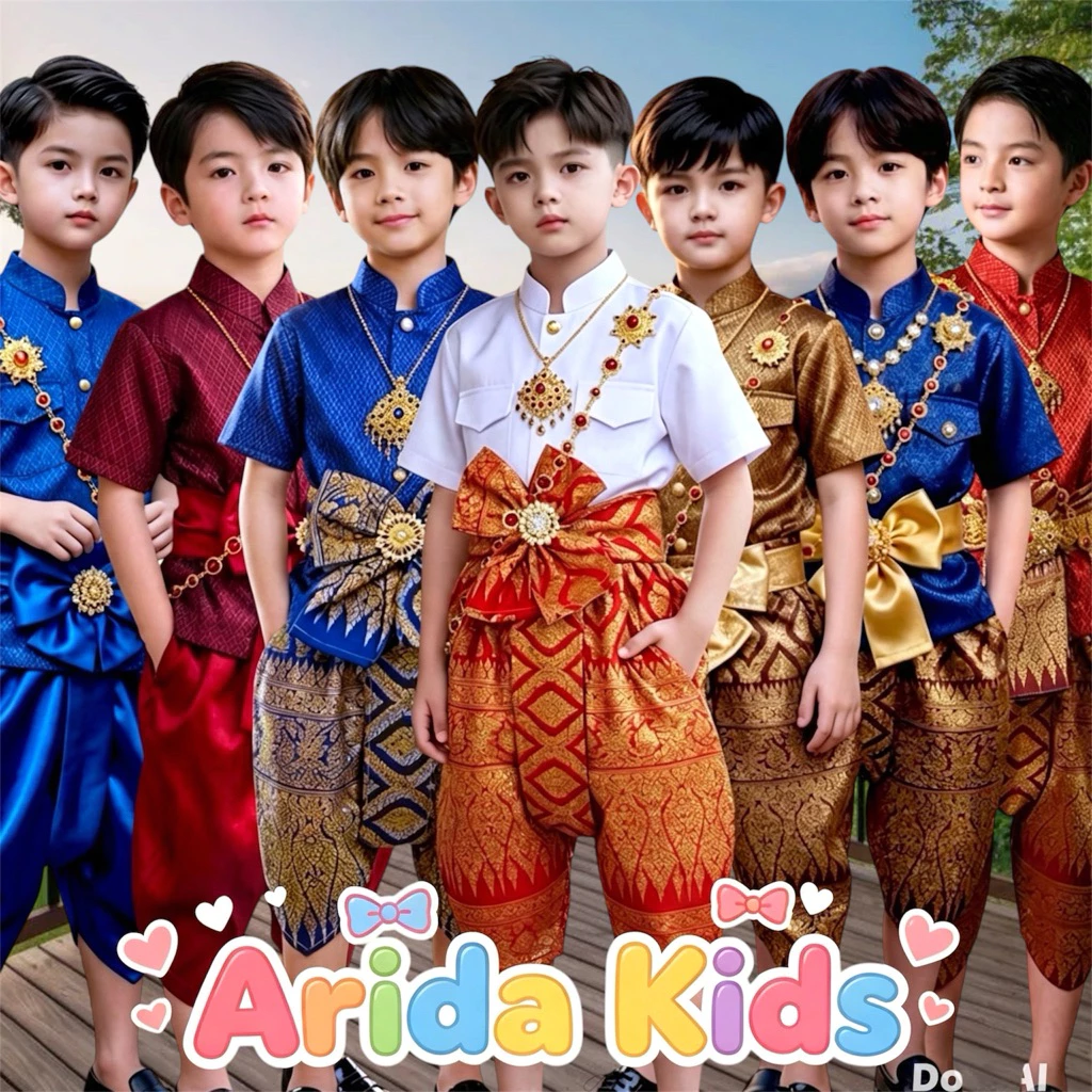 (Si) ชุดไทยเด็กชาย ชุดไทยเด็กราชประแตน เสื้อ+โจงกระเบน