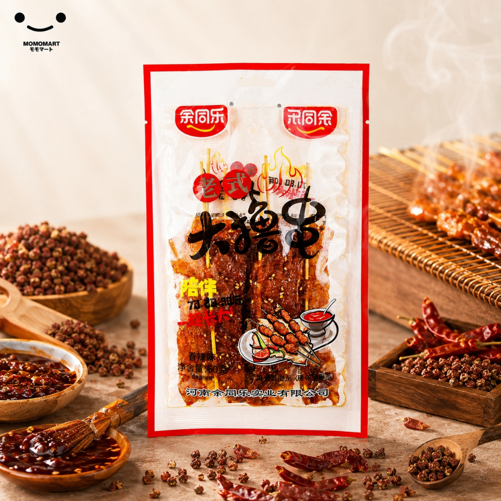 MOMOMART ️แผ่นเต้าหู้สไลด์ Yutongle ตรายูทงเล่อ รสหม่าล่าบาร์บีคิว 60g. (1ห่อ/6ไม้)