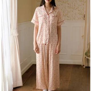 MUSLIN Cherry Rouge - Silk Satin Pajamas [Basic collection]