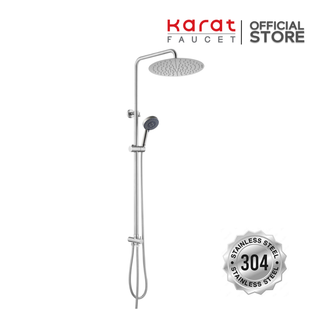 Karat Faucet ชุดฝักบัว Rain Shower พร้อมที่สลับทางน้ำ และฝักบัวสายอ่อนปรับน้ำ 5 ระดับ และสายข้อต่อเข้า  รุ่น KRS-032-625