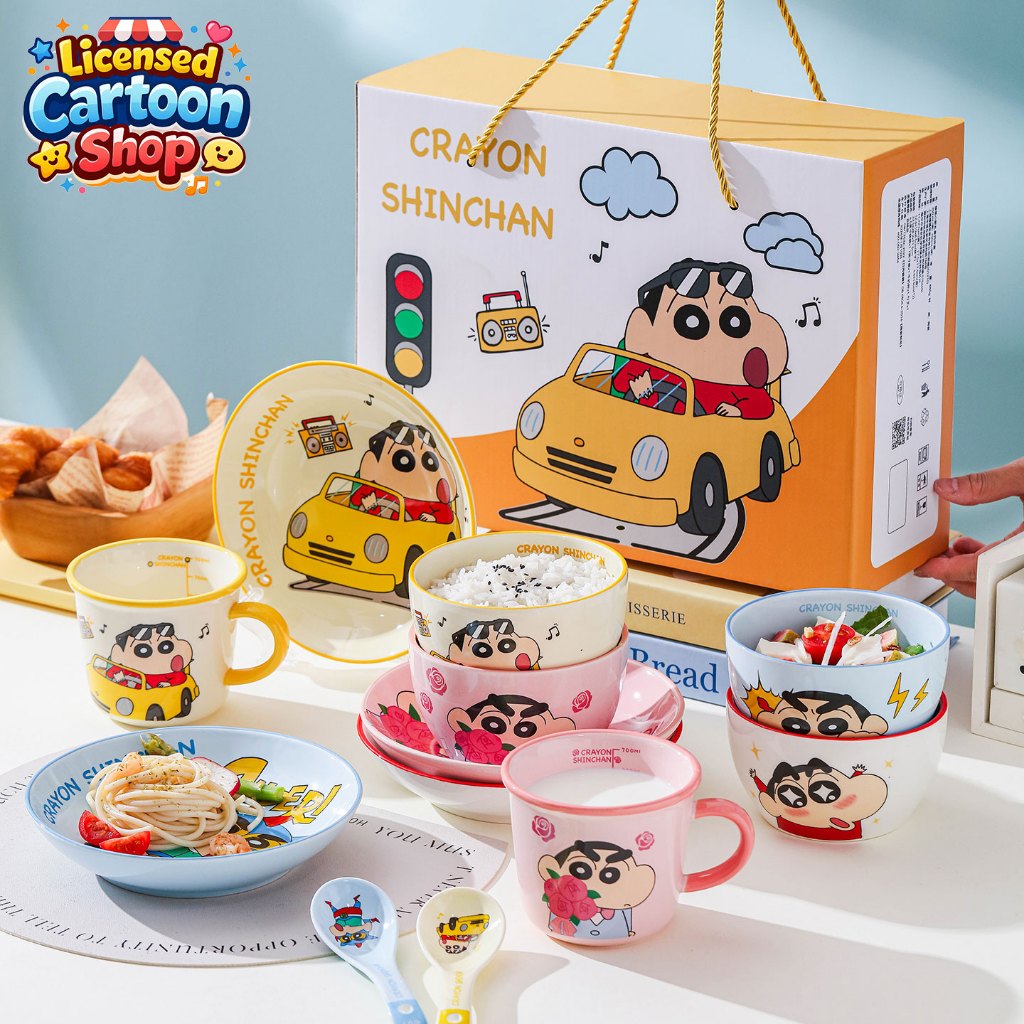 【ของแท้】Shinchan เซตเครื่องครัวเซรามิกลายชินจัง คอลเลกชัน Small Time ชุด 4 ชิ้น เข้าไมโครเวฟได้ เป็นของขวัญสวยงามคุณภาพด