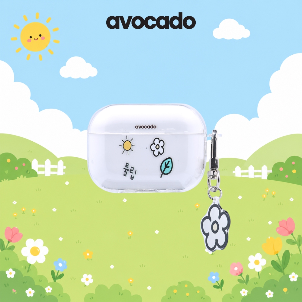 Avocado รุ่น Glow Garden (พวงกุญแจ Snow Blossom) เคสสำหรับ AirPods 3 / 4 / Pro