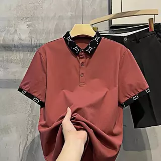 BECoolMan เสื้อโปโลผู้ชาย สไตล์ร้อนฤดูร้อน แฟชั่นยอดนิยม ความรู้สึกระดับสูง ลำลองแมทช์ลุคง่าย แขนสั้นคอปกพิมพ์ลาย