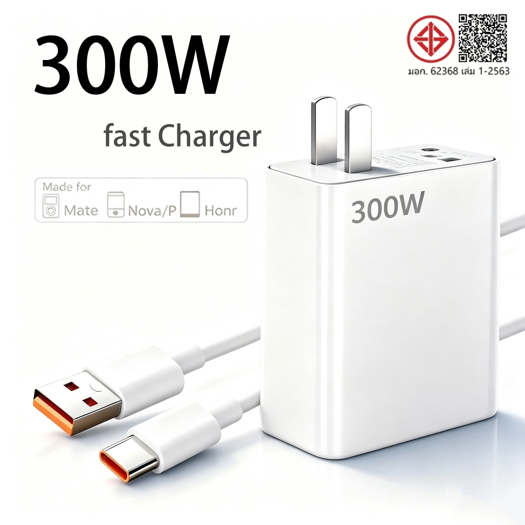 [รับประกัน 1 ปี]ชุดชาร์จ XM 300W หัวชาร์จ + สายชาร์จ 6A type c fast Charge รองรับ รุ่น เสียวมี่