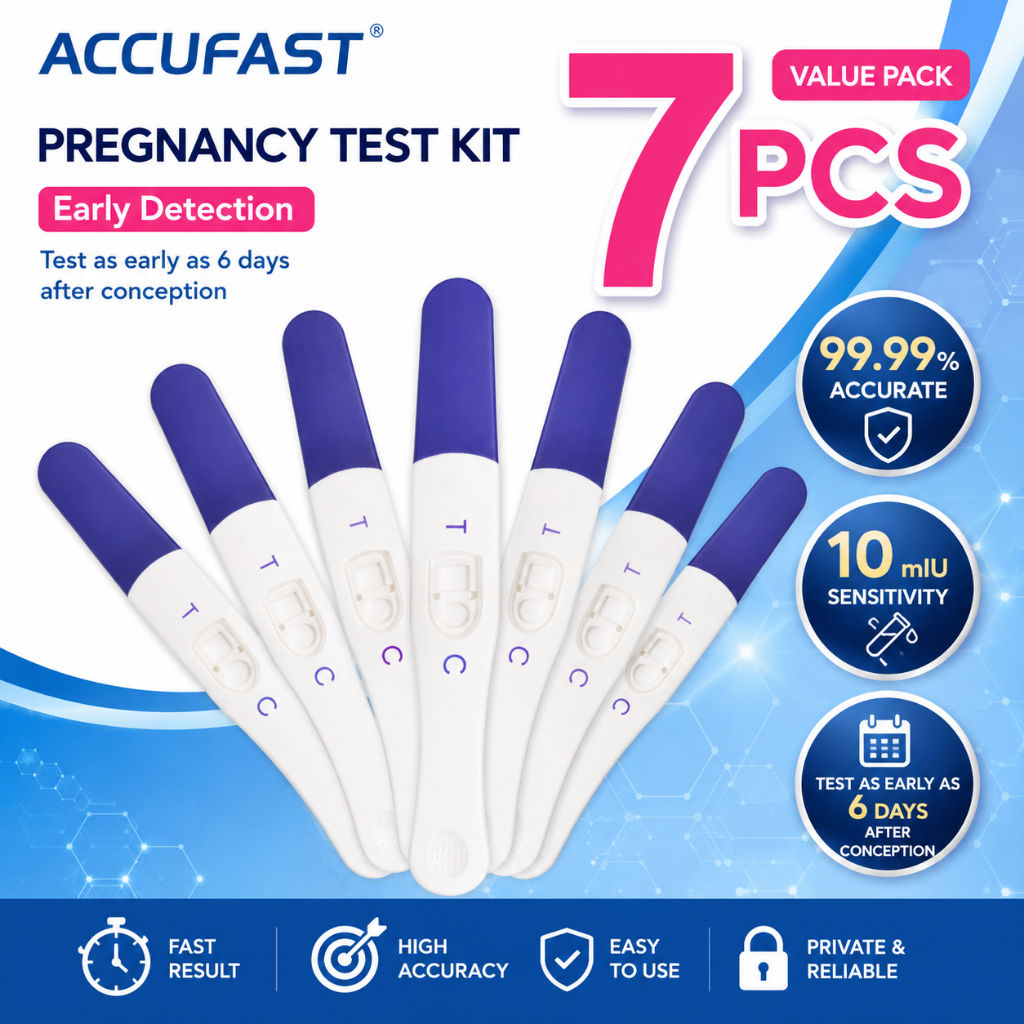 ACCUFAST 7ชิ้น ที่ตรวจครรภ์แบบปากกา HCG 10mIU ความไวสูง ตรวจได้เร็ว ความแม่นยำ 99.99%