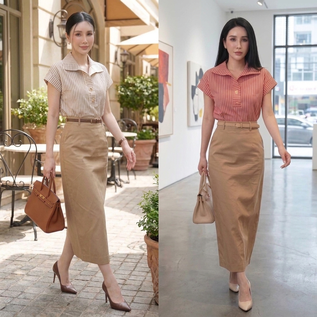 CT888  (เฉพาะเสื้อ) เสื้อเชิ้ตทำงานผู้หญิง แขนสั้น ทรงสวย