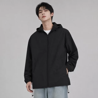 B&R รุ่นบาง เสื้อโค้ท Jacket มีหมวก การออกแบบเชือกผูก บางเบาระบายอากาศดี เหมาะสำหรับกิจกรรมกลางแจ้ง หลวมใส่สบาย