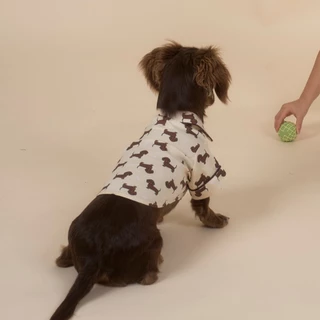 Pet Cotton Shirt เสื้อเชิ้ตสัตว์เลี้ยงผ้าคอตตอน ลายพิมพ์สีพาลเทล ชุดน้องหมา ชุดน้องแมว