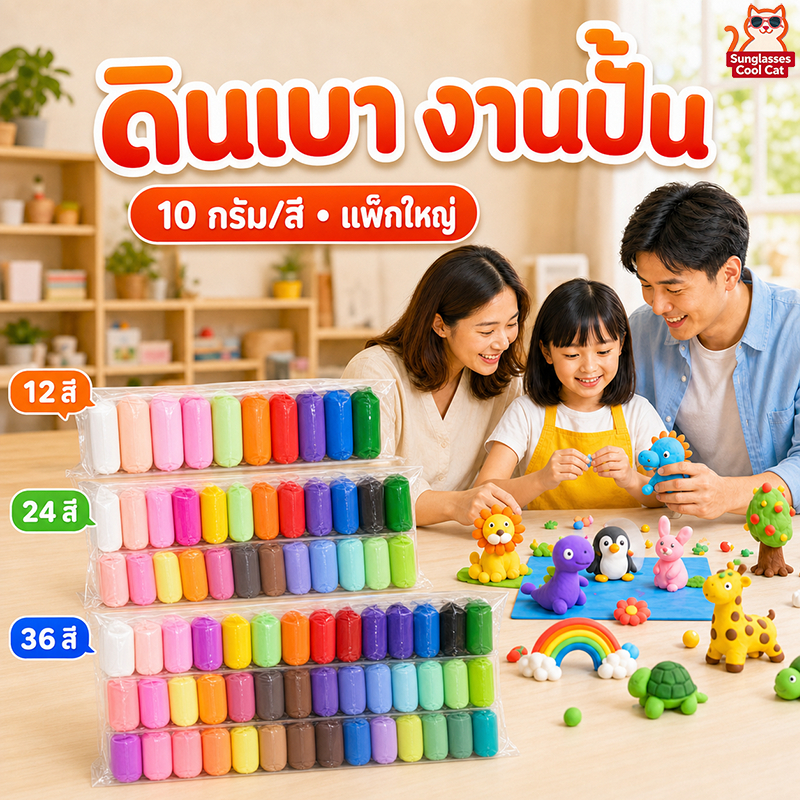 แป้งดินน้ํามัน ทําเอง ดินเหนียวเบา 12/24/36 สี มีหลายสี ปลอดสารพิษ นุ่มปั้นง่าย ไม่ติดมือ เสริมจินตนาการ