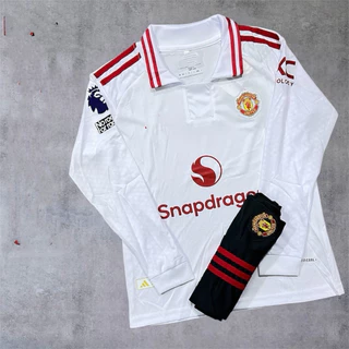 ชุดฟุตบอลเด็กเสื้อคอกลมแขนยาวพร้อมกางเกงขาสั้นพานนิ่มใส่สบาย