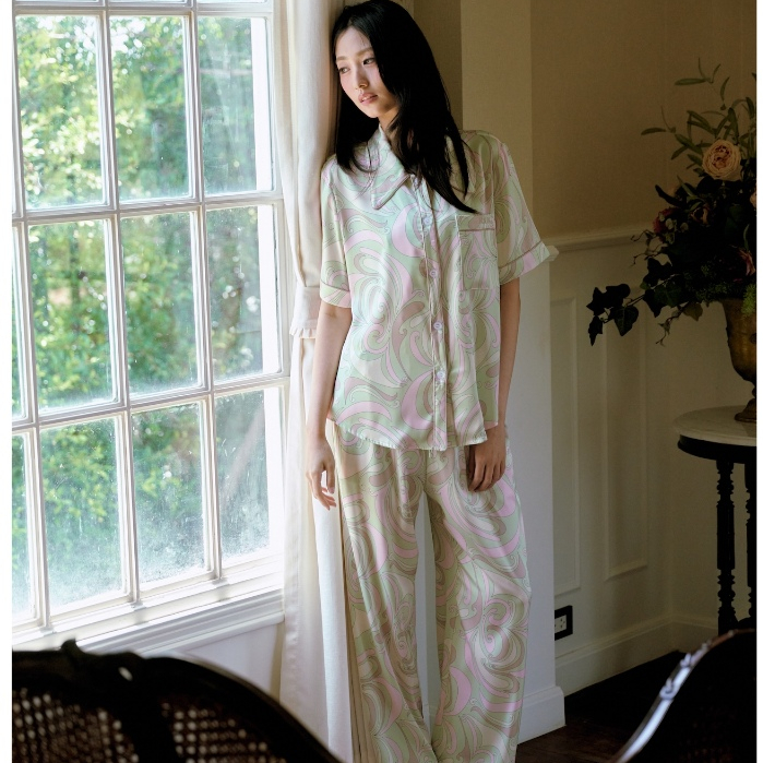 MUSLIN - Marble Muse Silk Satin Pajamas [Basic collection]