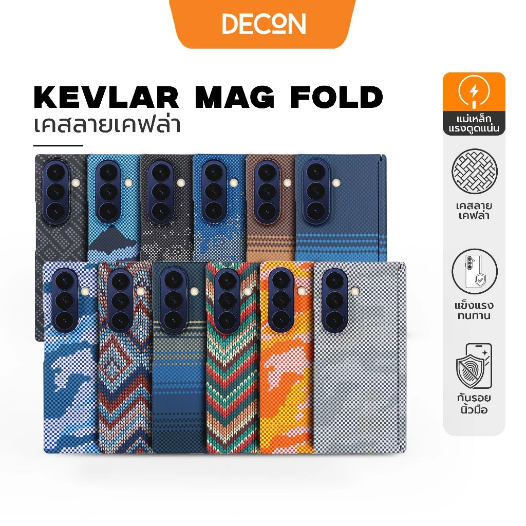 เคส ลายเคฟล่า ชาร์จแม่เหล็ก Case Kevlar Mag Galaxy Z Fold7 / Fold6 / Fold5 / Fold4 (พร้อมส่ง ในไทย)
