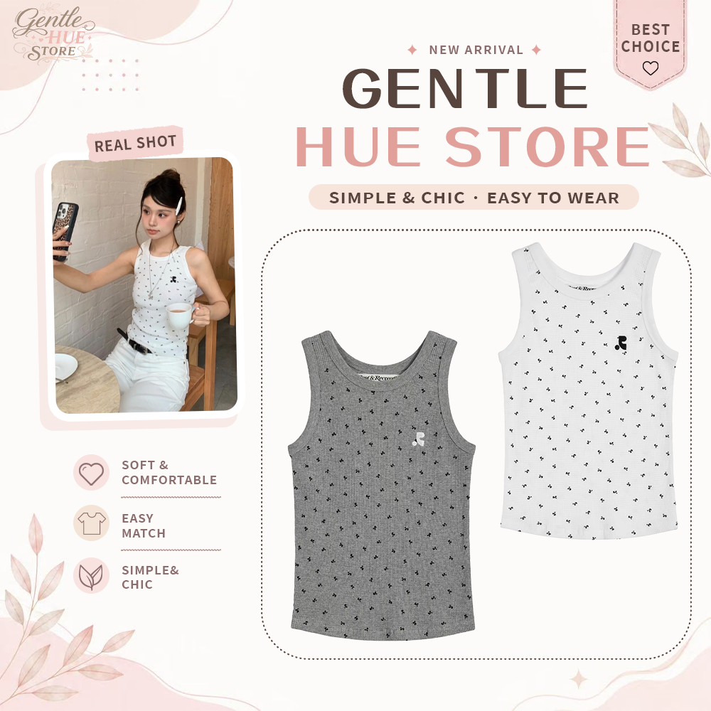 🌸แบรนด์เกาหลี 【ของแท้ 100%】🌷 restandrecreation เสื้อกล้าม White/Gray