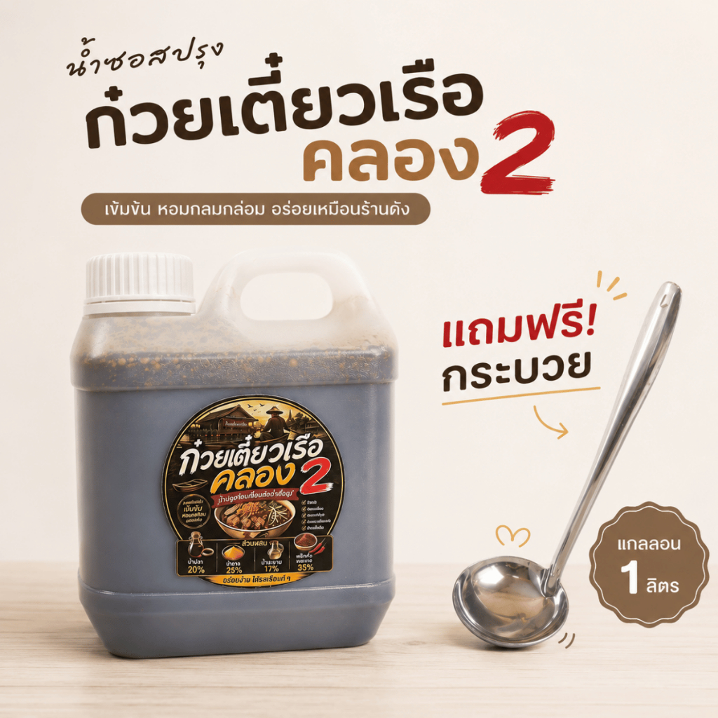 น้ำซอสปรุงก๋วยเตี๋ยวเรือคลอง2 แกลลอน1ลิตร