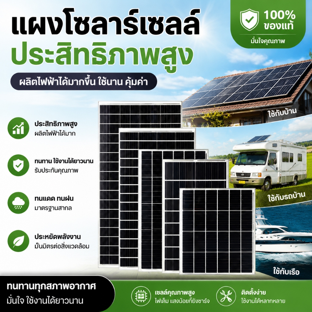 แผงโซล่าเซลล์ แผงโซล่าเซลล์โมโน โซล่าเซลล์ 6V ขาตั้งตัวU ประสิทธิภาพสูง โมโนคริสตัลไลน์