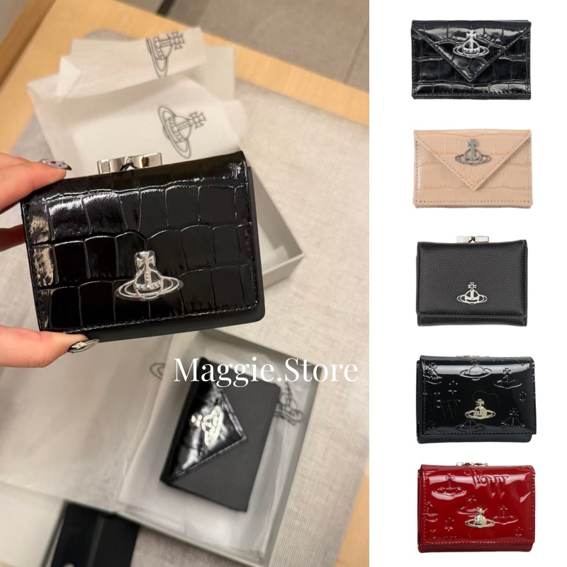 Maggie store👜แท้💯𝐶𝑂𝐴𝐶𝐻 Vivienne Westwood กระเป๋าสตางค์ vivian กระเป๋าสตางค์ 3 พับผู้ถือบัตรกระเป๋าสต