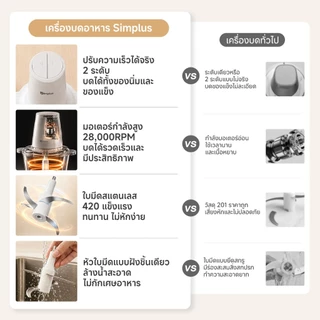 Simplus Meat Grinders 2L เครื่องผสมอาหารไฟฟ้า เนื้อบด ผักบด อาหารเด็ก DDJR004