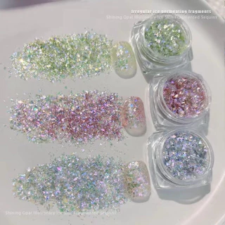 อะไหล่ผงเกล็ดโฮโลแกรมตกแต่งหน้าเล็บ มีให้เลือก 6 สี สินค้าพร้อมส่ง