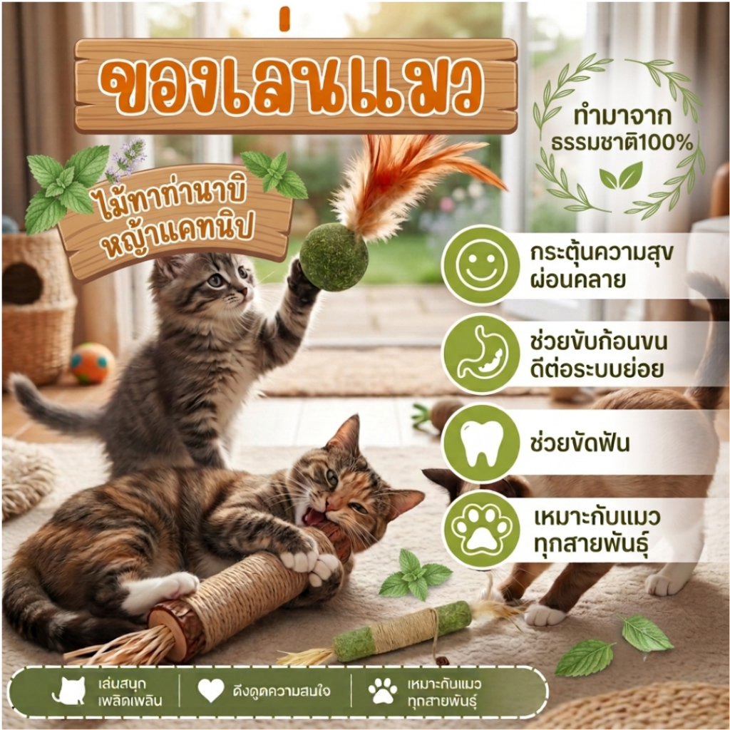 ไม้มาทาทาบิ ขัดฟันแมว Matatabi ขนาดเล็ก/ใหญ่ ของเล่นแมว หญ้าแมวแทะเพลิน ขจัดคราบหินปูน  บรรเทาความเครียด