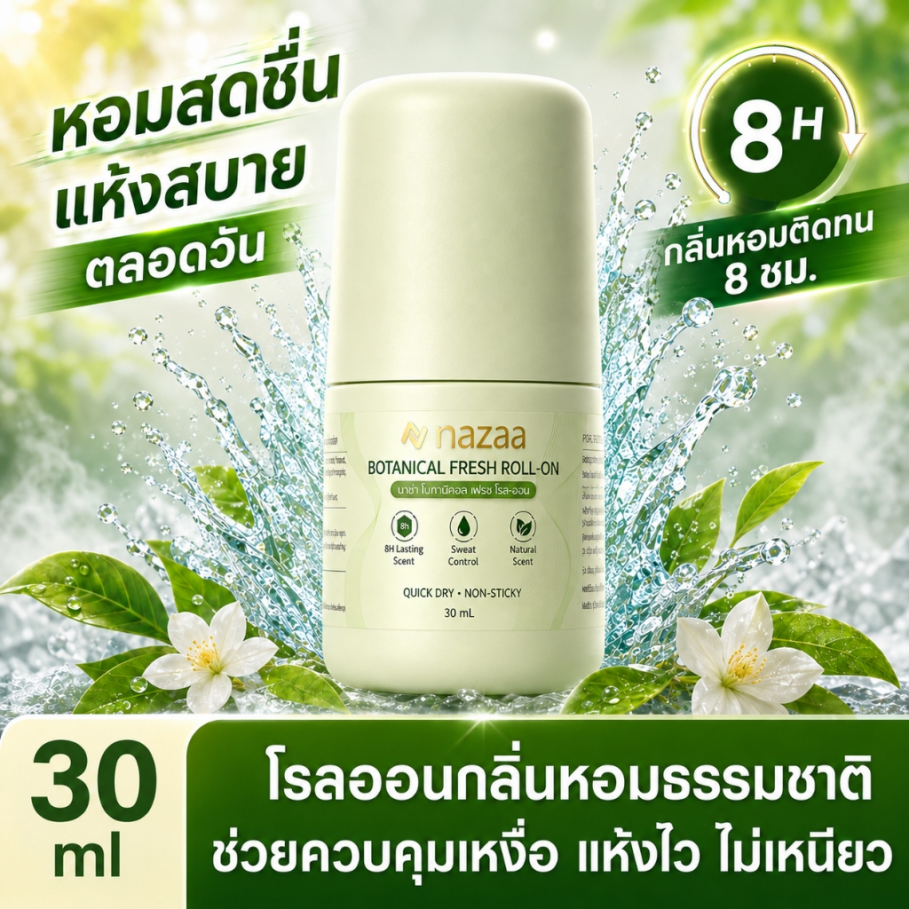 NAZAA โรลออน 30ml โรลออนระงับกลิ่นกาย ระงับกลิ่นกาย ใต้วงแขนแห้งสบาย ใช้ได้ทั้งผู้หญิงและผู้ชาย Deodorant Roll On