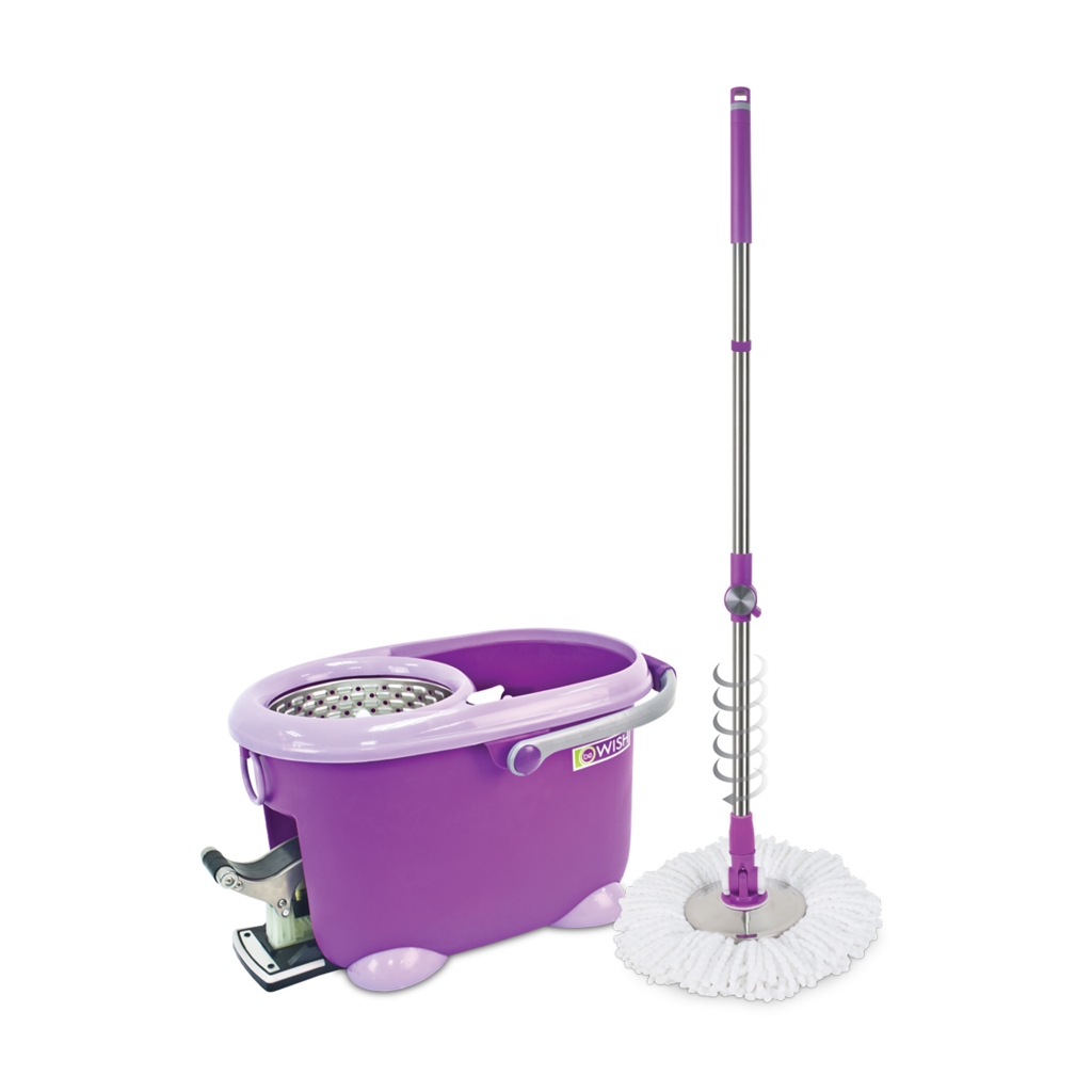BE WISH ชุดอุปกรณ์ถังปั่นพร้อมไม้ม็อบ DOUBLE WASH BOBO MAX SERIES 2 สีม่วง จัดส่งโดย HomePro