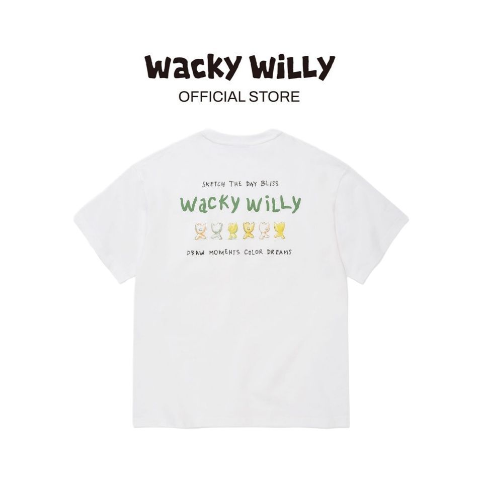 WACKY WILLY تيشيرت Kiky Typographic — أبيض
