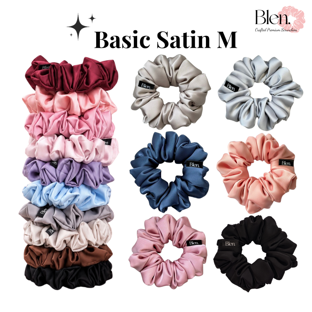 Blen.Scrunchies • รุ่น Basic Satin M • ยางมัดผมพรีเมี่ยม ( ใช้ได้ทุกสภาพผม บาง/ปกติ/หนา )