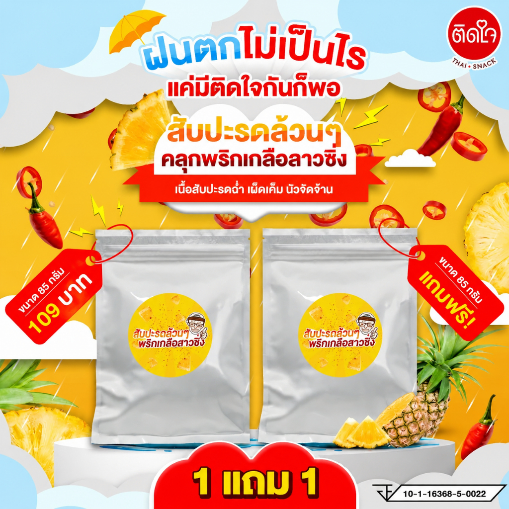 [1แถม1] สับปะรดล้วน 85 กรัม พริกเกลือลาวซิ่ง สูตรเฉพาะTidjaiThaiSnack ซอร์ฟดราย ผลไม้ฉ่ำ ผลไม้ อบแห้ง
