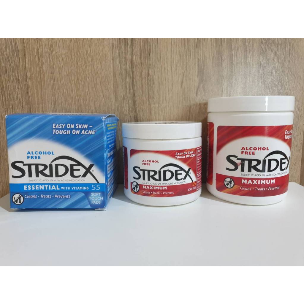 แท้100% ใหญ่ Stridex หมดอายุ 2026 Single-Step Acne Control Alcohol Free Maximum/Essential 90/55 Soft Touch Pads