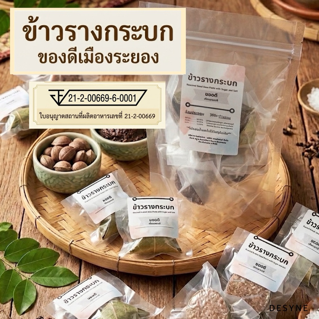 ข้าวรางกระบก ของดีเมืองระยอง มี อย. และใบอนุญาตสถานที่ผลิตอาหาร (แพ็คแบบสุญญากาศ)