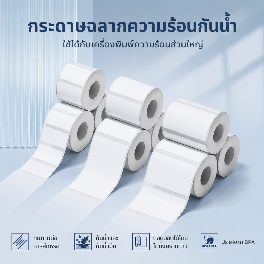 3ม้วนฉลากความร้อนกันน้ำและน้ำมันแกนหลอดกระดาษ25มม. ฉลากราคาฉลากอาหารเข้ากันได้กับเครื่องพิมพ์ความร้อนส่วนใหญ่